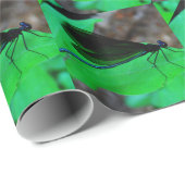 Papier Cadeau Blue Damselfly on a green leaf. (Coin rond)