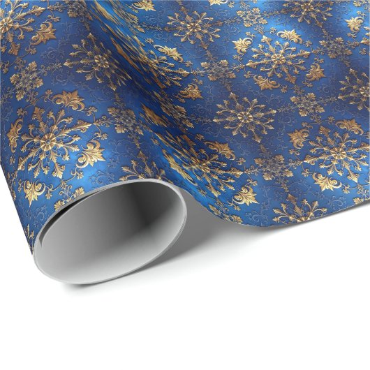 Papier Cadeau Blue Decorative Holiday Wrapping Paper (Coin rond)