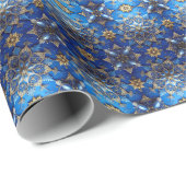 Papier Cadeau Blue Decorative Holiday Wrapping Paper (Coin rond)