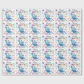 Papier Cadeau Blue Dinosaur 2e anniversaire (Plat)