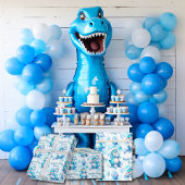 Papier Cadeau Blue Dinosaur T-Rex Enfants Garçon Anniversaire So