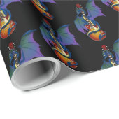 Papier Cadeau Blue Dragon Sunburst Guitare Music (Coin rond)