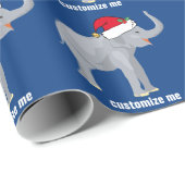 Papier Cadeau Blue Elephant Noël mignon Motif personnalisé (Coin rond)