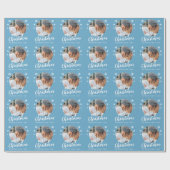 Papier Cadeau Blue Family Photo Snowflake Joyeux Noël (Plat)