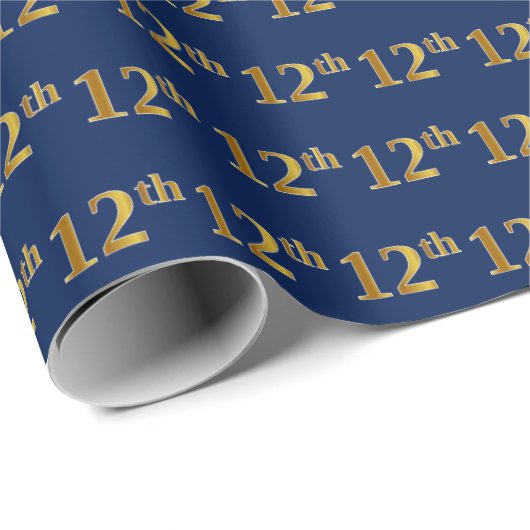 Papier Cadeau Blue, Faux Gold 12e (Douzième) (Coin rond)