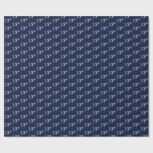 Papier Cadeau Blue, Faux Gold 19th (dix-neuvième) Event (Plat)