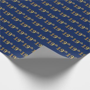Papier Cadeau Blue, Faux Gold 19th (dix-neuvième) Event
