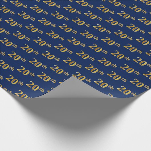 Papier Cadeau Blue, Faux Gold 20th (Vingtième) Event (Coin)