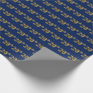 Papier Cadeau Blue, Faux Gold 20th (Vingtième) Event