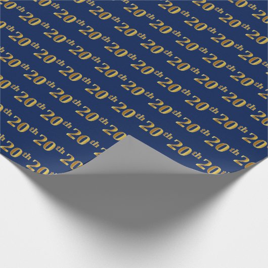 Papier Cadeau Blue, Faux Gold 20th (Vingtième) Event (Coin)