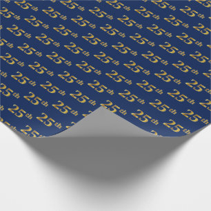 Papier Cadeau Blue, Faux Gold 25e (Vingt-cinquième)