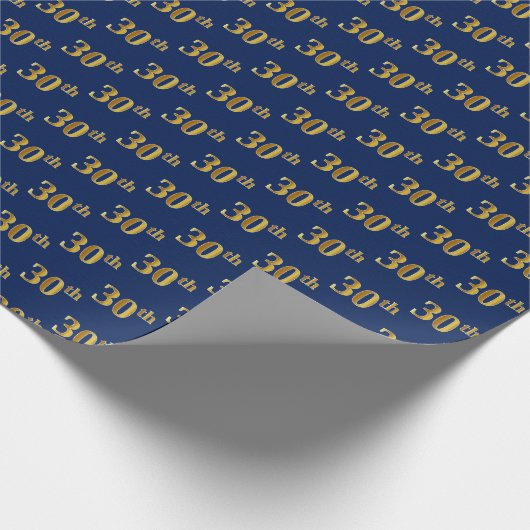 Papier Cadeau Blue, Faux Gold 30e (trentième) événement (Coin)