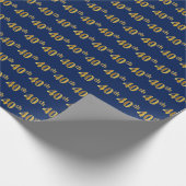 Papier Cadeau Blue, Faux Gold 40th (Quarantième) Event (Coin)
