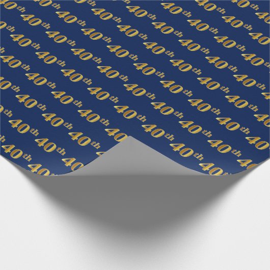 Papier Cadeau Blue, Faux Gold 40th (Quarantième) Event (Coin)