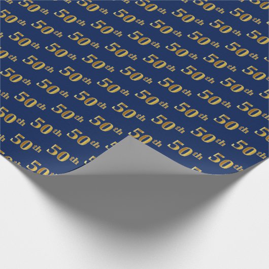 Papier Cadeau Blue, Faux Gold 50e (Cinquantième) événement (Coin)
