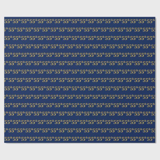 Papier Cadeau Blue, Faux Gold 55e (Cinquante-cinquième) (Plat)