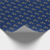 Papier Cadeau Blue, Faux Gold 5th (Fifth) Event Wrapper Paper (Coin)