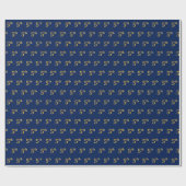 Papier Cadeau Blue, Faux Gold 5th (Fifth) Event Wrapper Paper (Plat)