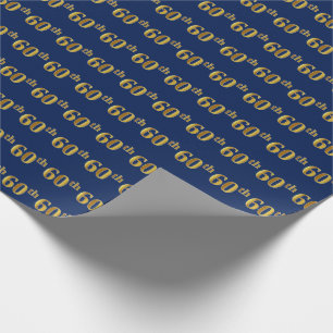 Papier Cadeau Blue, Faux Gold 60e (Soixantième) événement