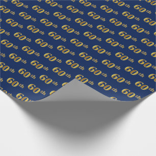 Papier Cadeau Blue, Faux Gold 60e (Soixantième) événement