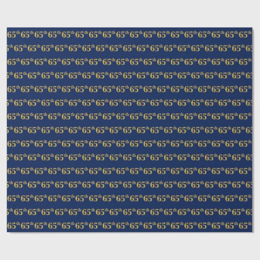 Papier Cadeau Blue, Faux Gold 65e (Soixante-cinquième) (Plat)