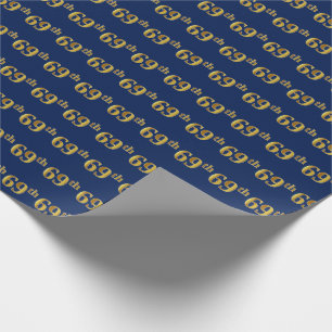 Papier Cadeau Blue, Faux Gold 69e (Soixante-Neuvième)