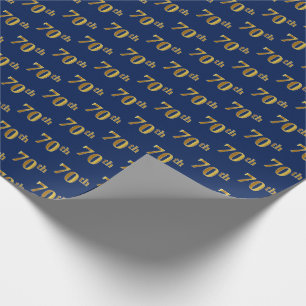 Papier Cadeau Blue, Faux Gold 70th (Seveneth)