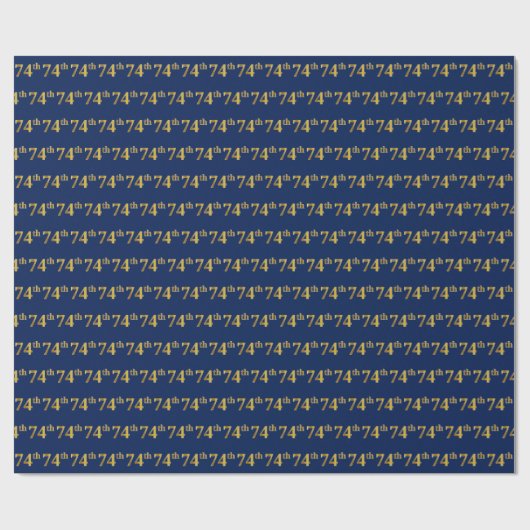 Papier Cadeau Blue, Faux Gold 74e (Soixante-quatorzième) (Plat)