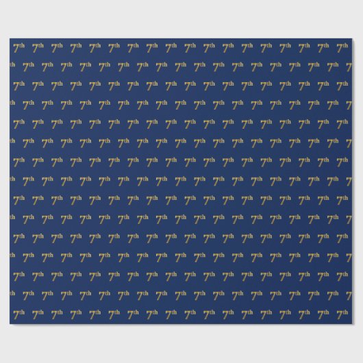 Papier Cadeau Blue, Faux Gold 7e (Septième) Event Wrapper Paper (Plat)