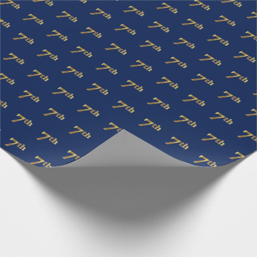 Papier Cadeau Blue, Faux Gold 7e (Septième) Event Wrapper Paper (Coin)