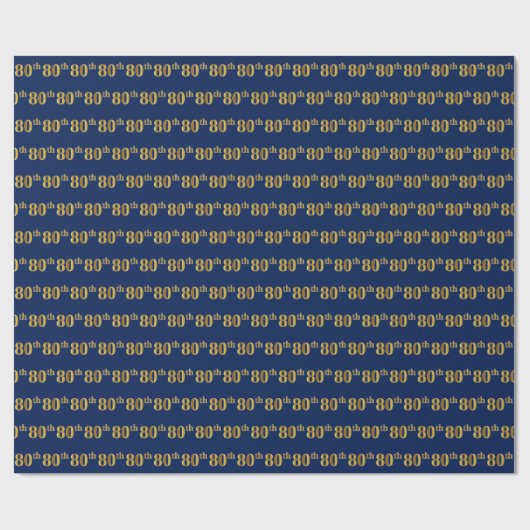 Papier Cadeau Blue, Faux Gold 80th (Eighantième) Event (Plat)