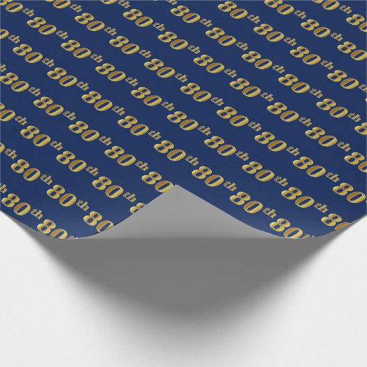 Papier Cadeau Blue, Faux Gold 80th (Eighantième) Event (Coin)