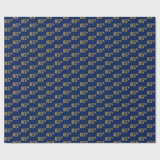 Papier Cadeau Blue, Faux Gold 85e (Quatre-vingt-cinquième) (Plat)