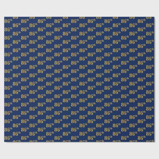 Papier Cadeau Blue, Faux Gold 86e (Quatre-vingt-sixième) (Plat)