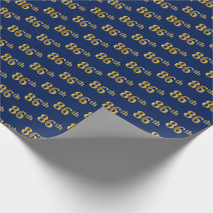 Papier Cadeau Blue, Faux Gold 86e (Quatre-vingt-sixième)