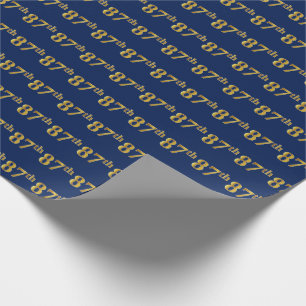 Papier Cadeau Blue, Faux Gold 87e (Quatre-vingt-septième)