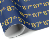 Papier Cadeau Blue, Faux Gold 87e (Quatre-vingt-septième) (Coin rond)