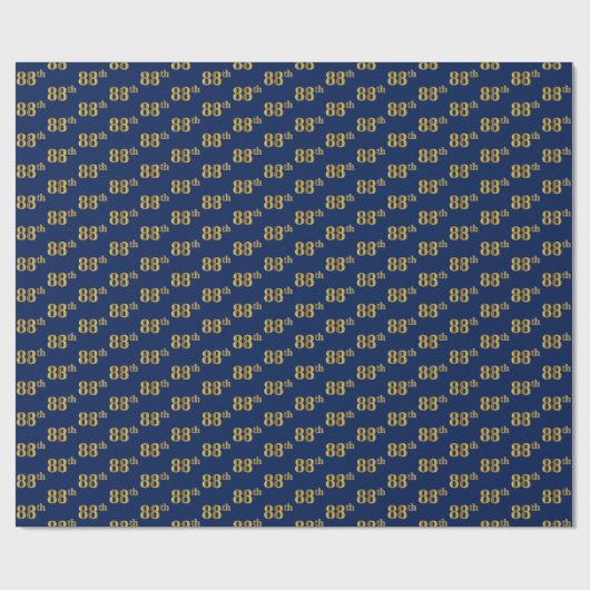 Papier Cadeau Blue, Faux Gold 88e (Quatre-vingt-huitième) (Plat)