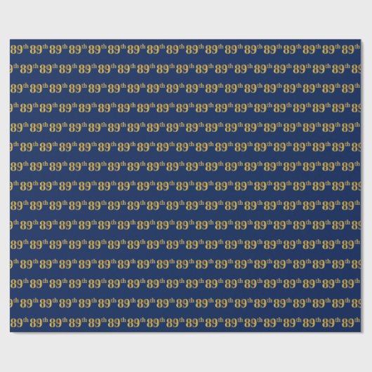 Papier Cadeau Blue, Faux Gold 89e (Quatre-vingt-neuvième) (Plat)