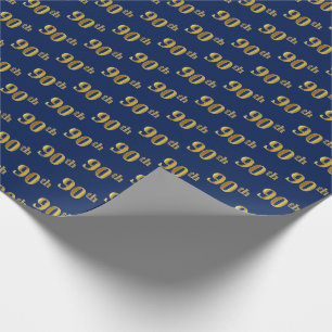 Papier Cadeau Blue, Faux Gold 90e (Ninetieth)