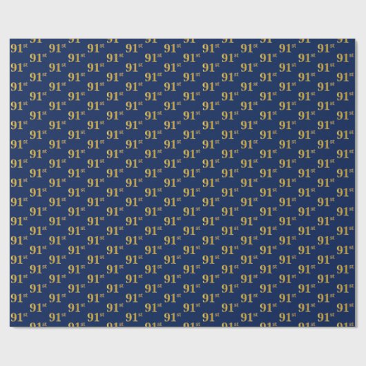 Papier Cadeau Blue, Faux Gold 91st (Quatre-vingt-onze) (Plat)