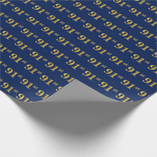 Papier Cadeau Blue, Faux Gold 91st (Quatre-vingt-onze)