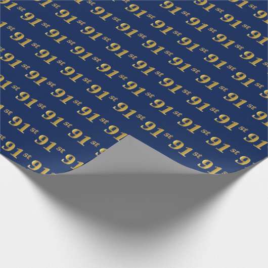 Papier Cadeau Blue, Faux Gold 91st (Quatre-vingt-onze) (Coin)