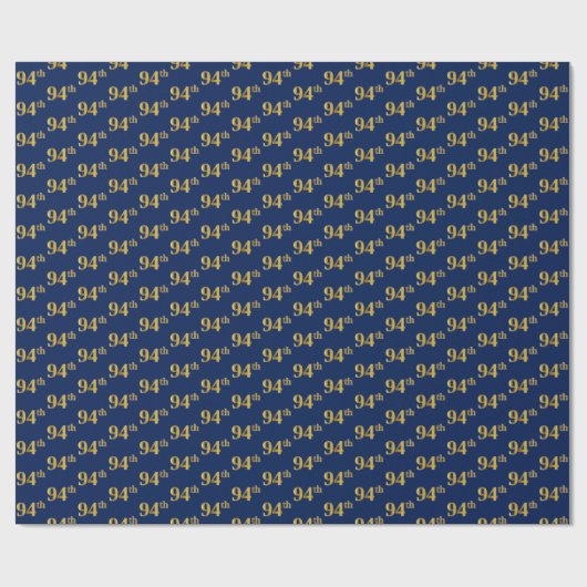 Papier Cadeau Blue, Faux Gold 94e (Quatre-vingt-quatorzième) (Plat)