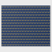 Papier Cadeau Blue, Faux Gold 94e (Quatre-vingt-quatorzième) (Plat)