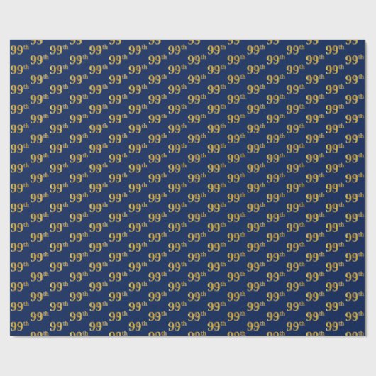 Papier Cadeau Blue, Faux Gold 99e (Quatre-vingt-dix-neuvième) (Plat)