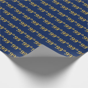 Papier Cadeau Blue, Faux Gold 99e (Quatre-vingt-dix-neuvième)