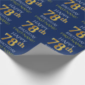 Papier Cadeau Blue, Faux Gold "HAPPY 78th BIRTHDAY" (Coin)