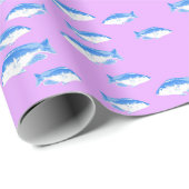 Papier Cadeau Blue fish on lilac (Coin rond)