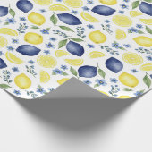 Papier Cadeau Blue French Country Lemon Pattern (Coin)